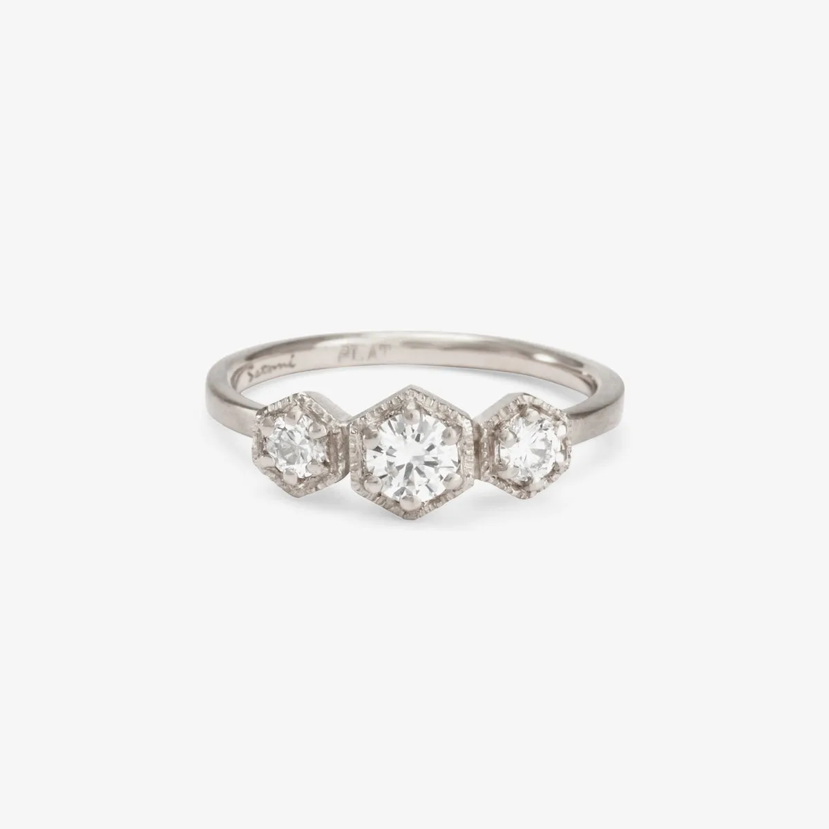 Classic White Diamond Triple Hexagon Ring | R8401W