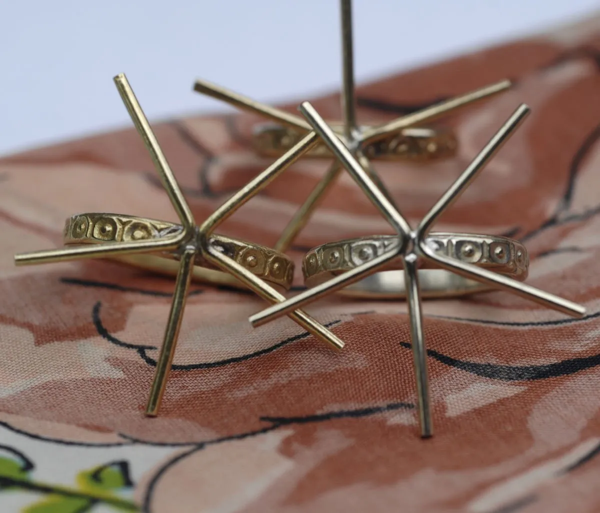 Claw Ring for Setting Stones, Honeycomb Shank, 5 Prongs