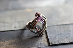 Clear Fused Glass and Copper Ring