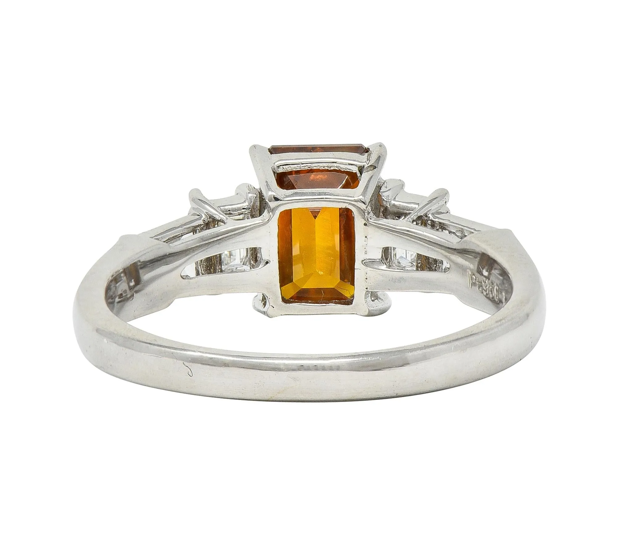 Contemporary 1.95 CTW Fancy Orange Brown Diamond Platinum Five Stone Engagement Ring