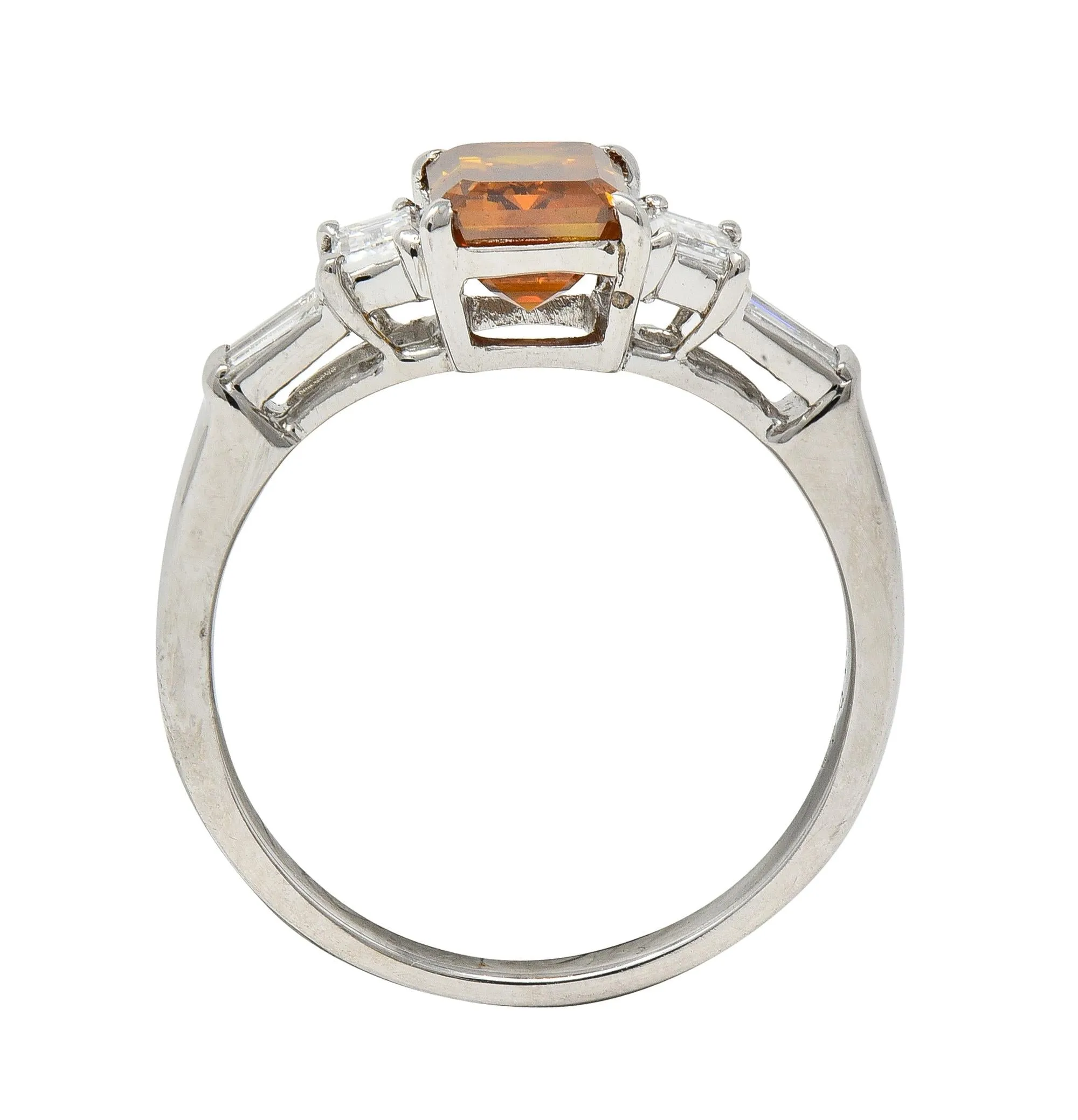 Contemporary 1.95 CTW Fancy Orange Brown Diamond Platinum Five Stone Engagement Ring
