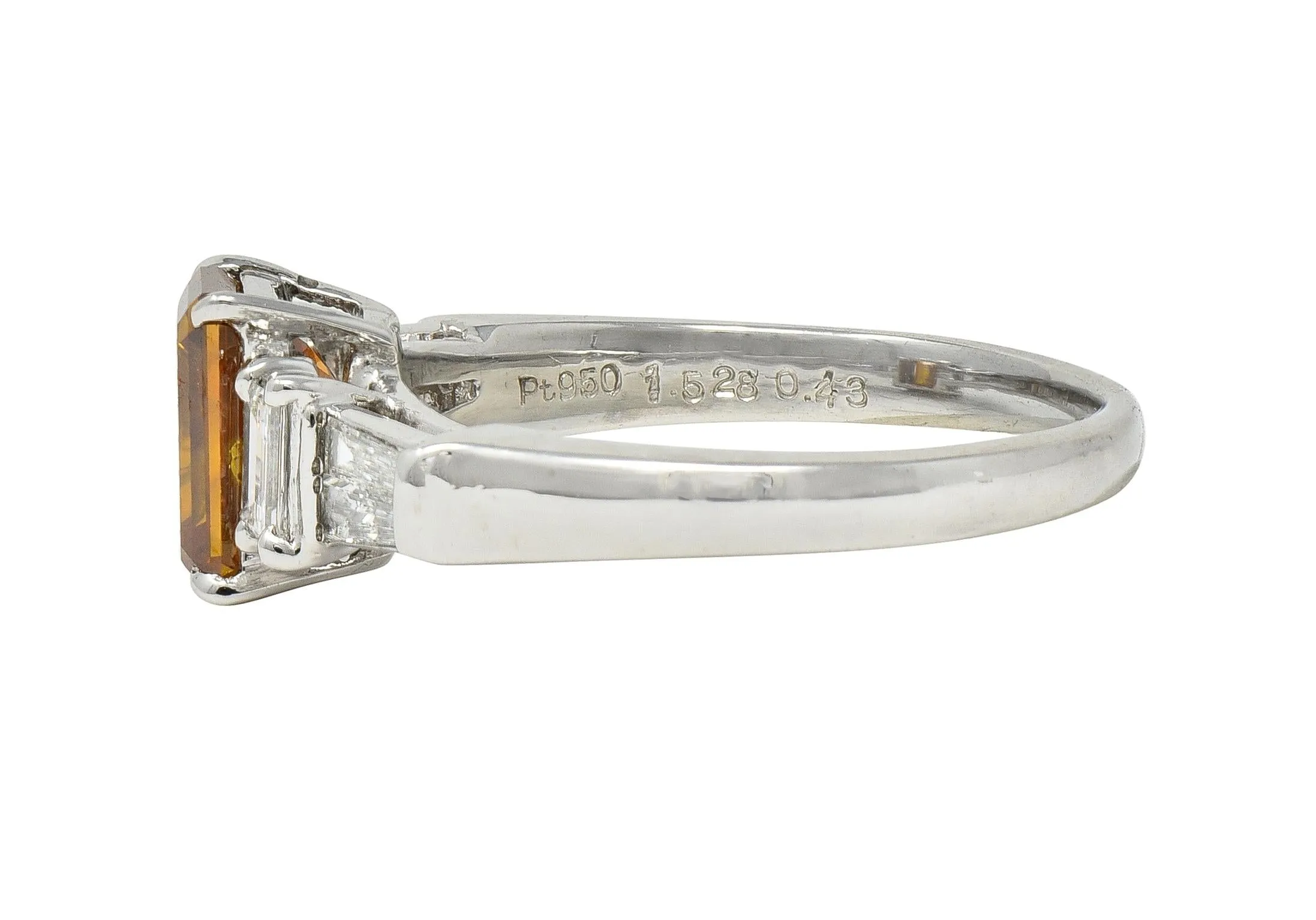 Contemporary 1.95 CTW Fancy Orange Brown Diamond Platinum Five Stone Engagement Ring