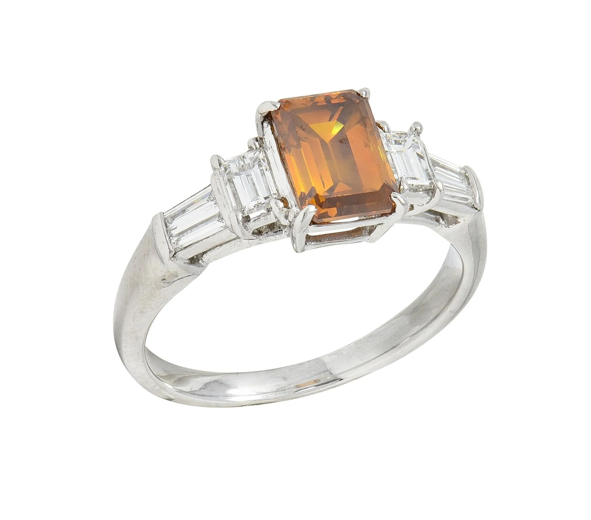 Contemporary 1.95 CTW Fancy Orange Brown Diamond Platinum Five Stone Engagement Ring