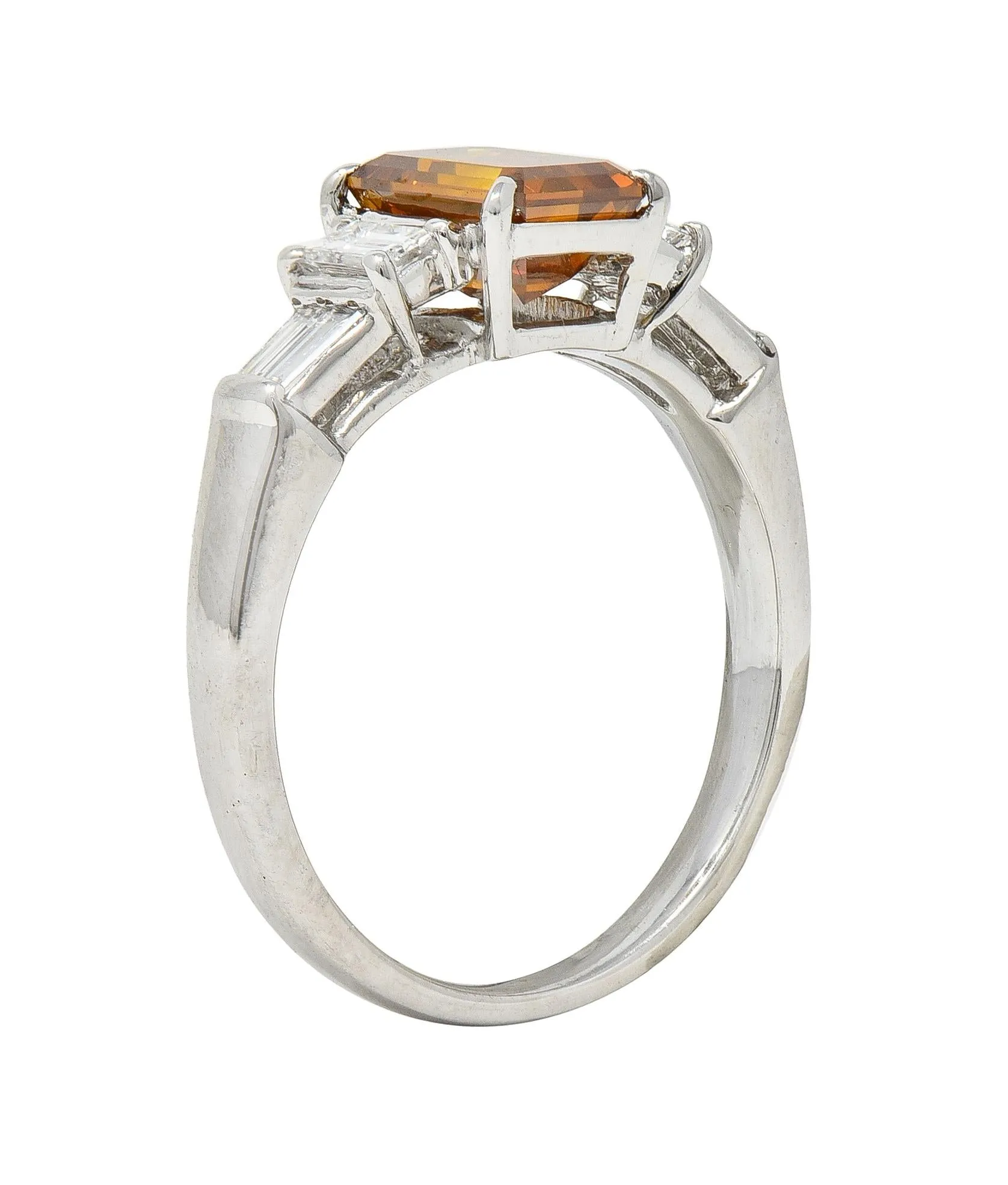 Contemporary 1.95 CTW Fancy Orange Brown Diamond Platinum Five Stone Engagement Ring