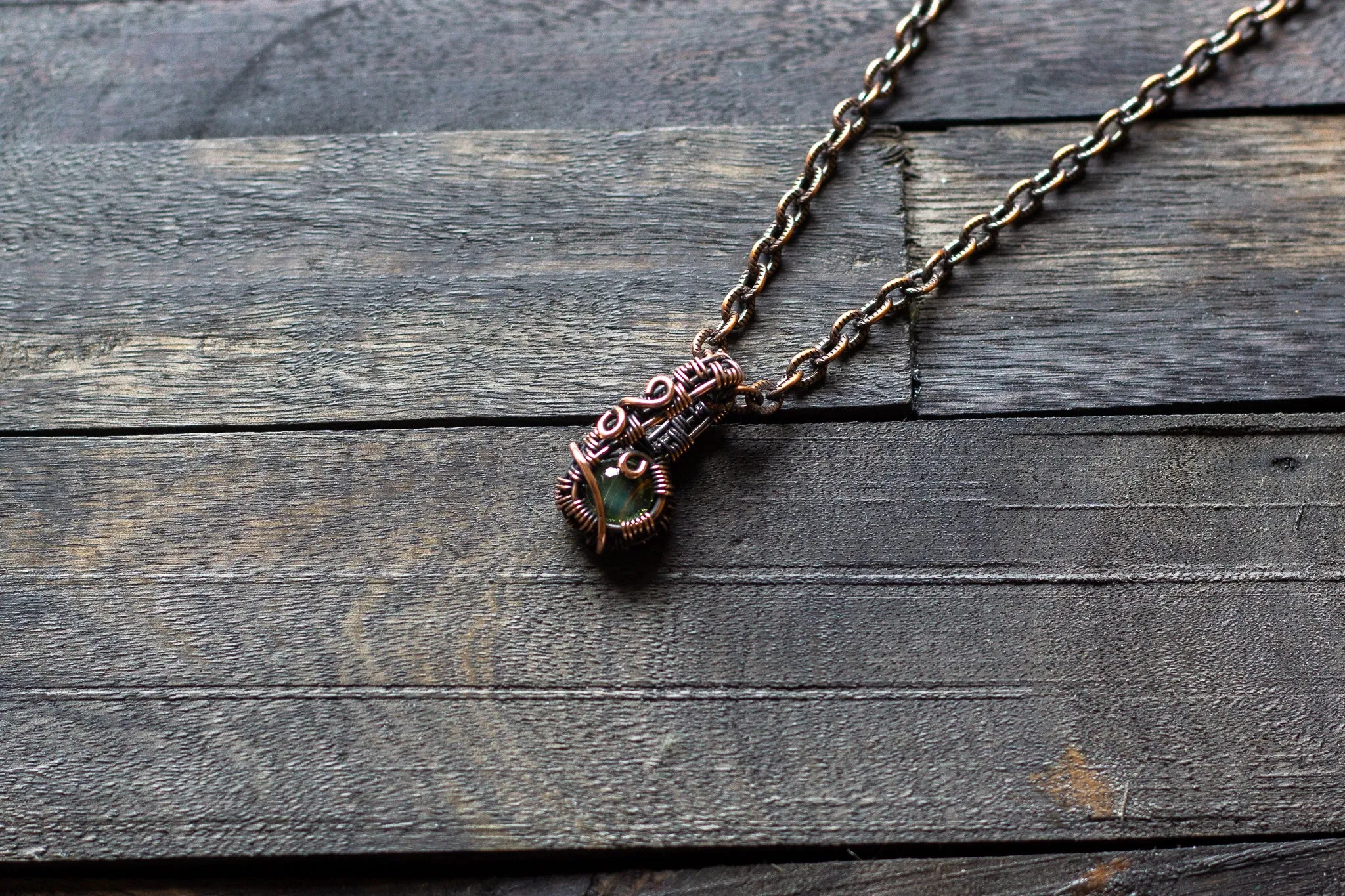 Copper Mini Pendant with Clear Fused Glass Accent