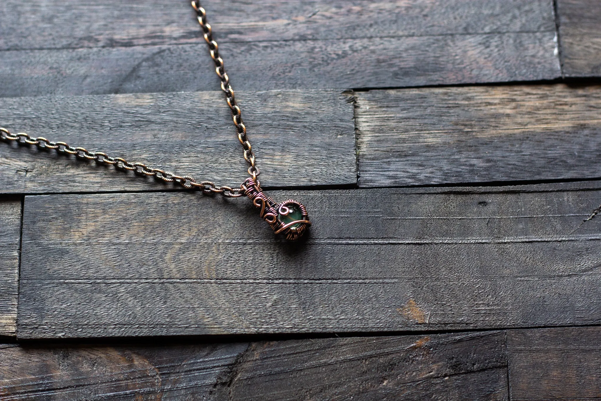 Copper Mini Pendant with Clear Fused Glass Accent