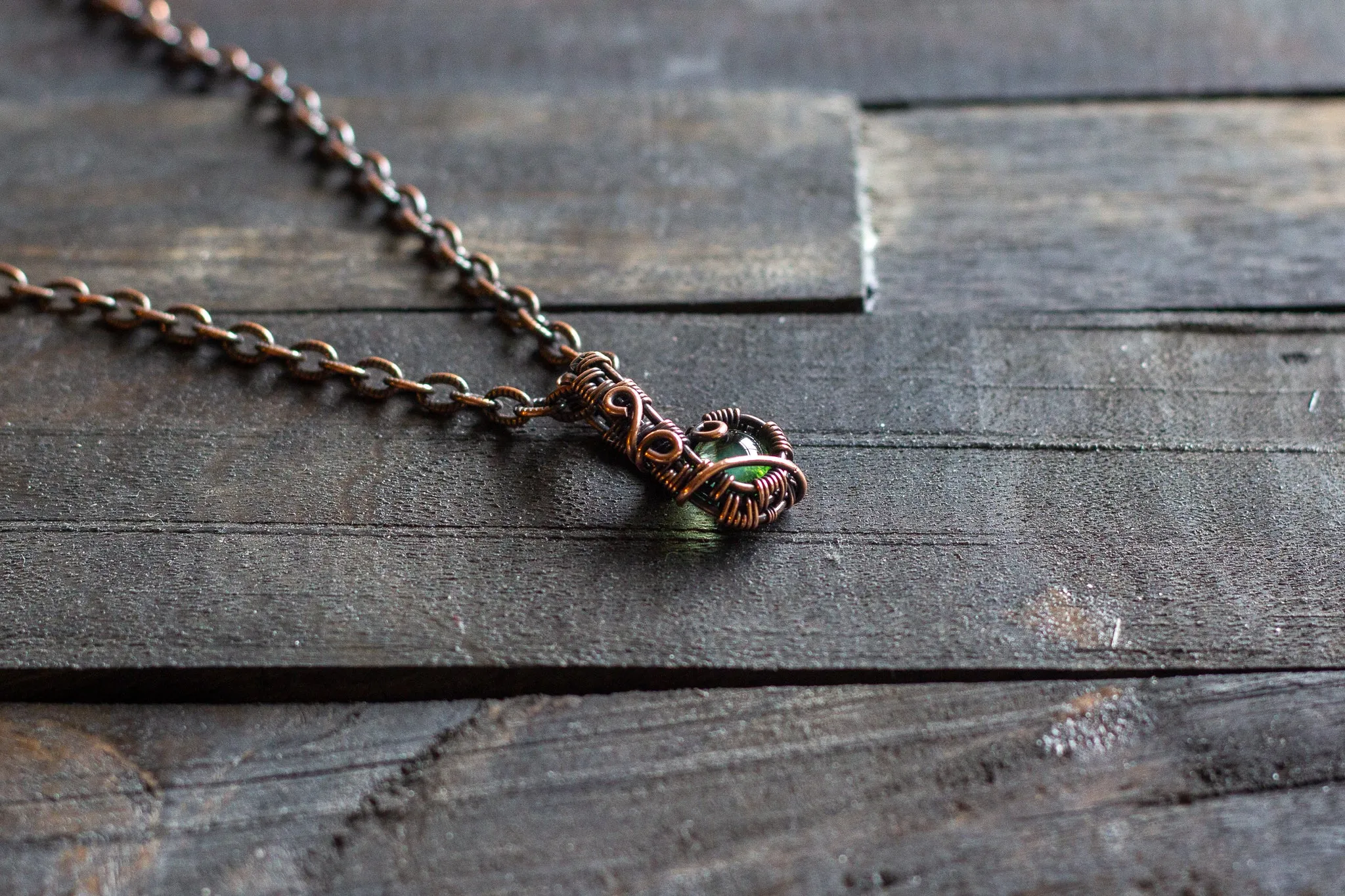 Copper Mini Pendant with Clear Fused Glass Accent