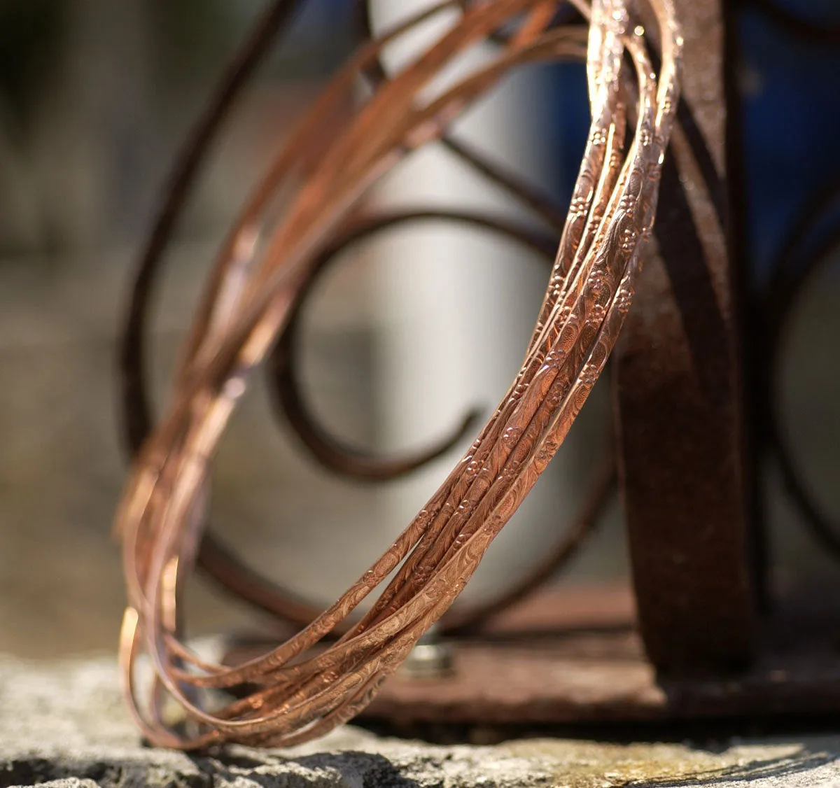 Copper Ring Stock Shank 4.5mm Daisys Textured Metal Cane Gallery Wire - Rings Bracelets Pendants Metalwork