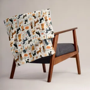 Cream Dogs Throw Blanket