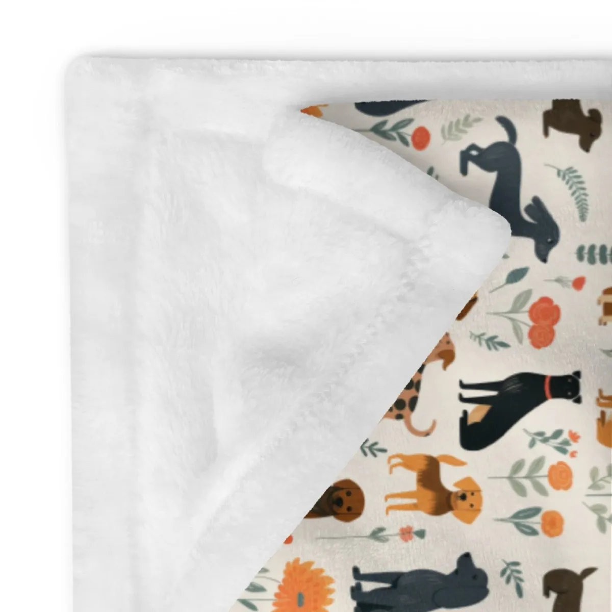 Cream Dogs Throw Blanket