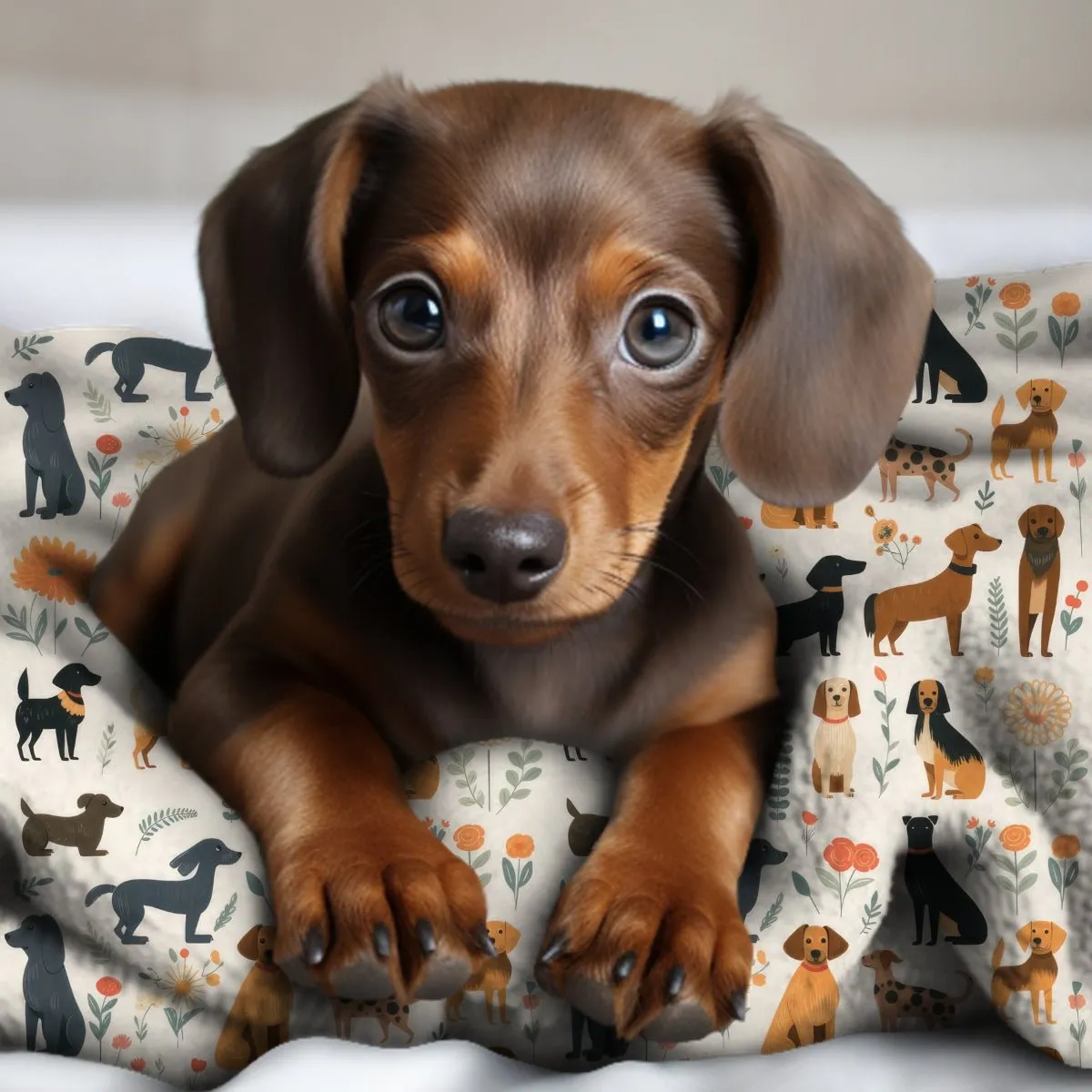 Cream Dogs Throw Blanket