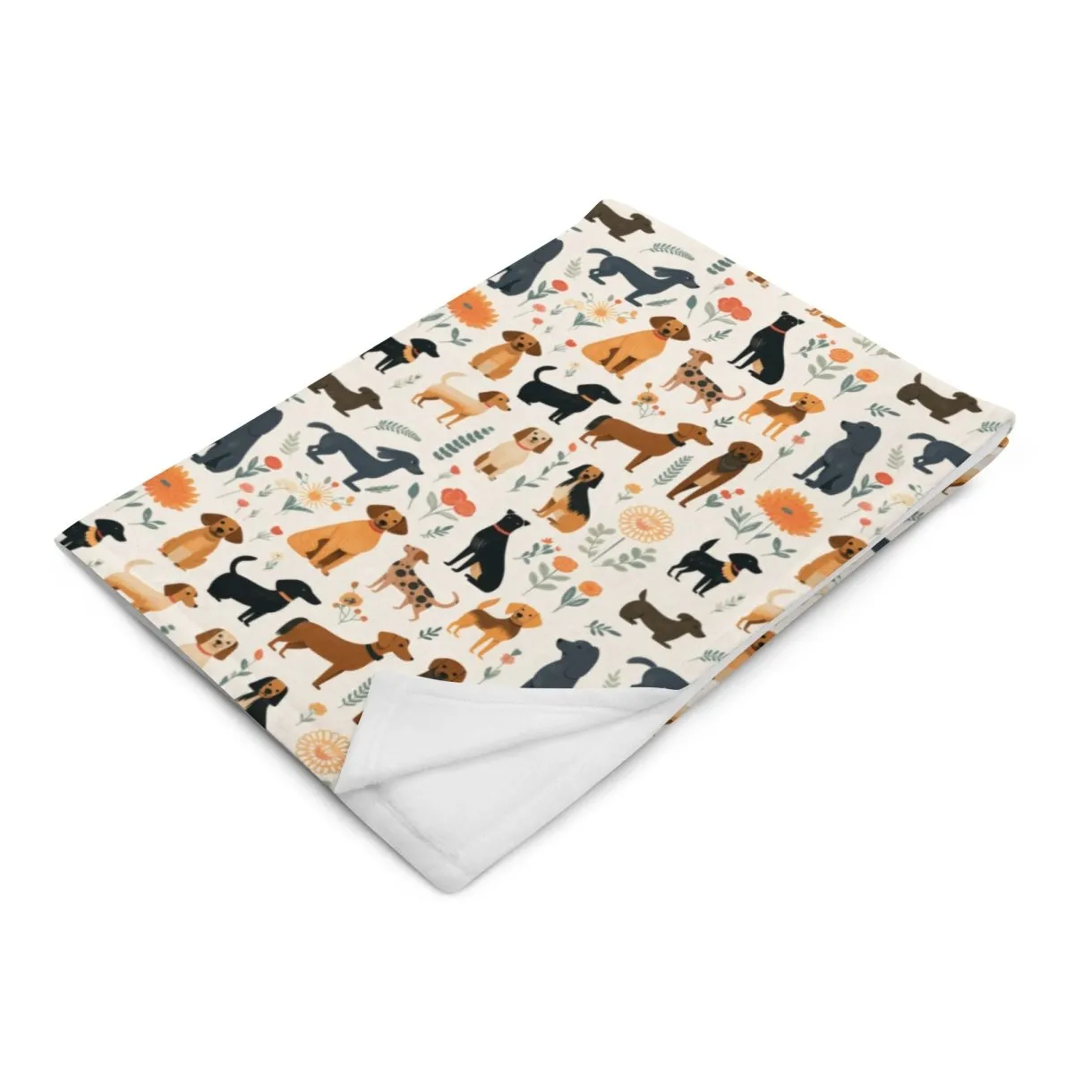 Cream Dogs Throw Blanket