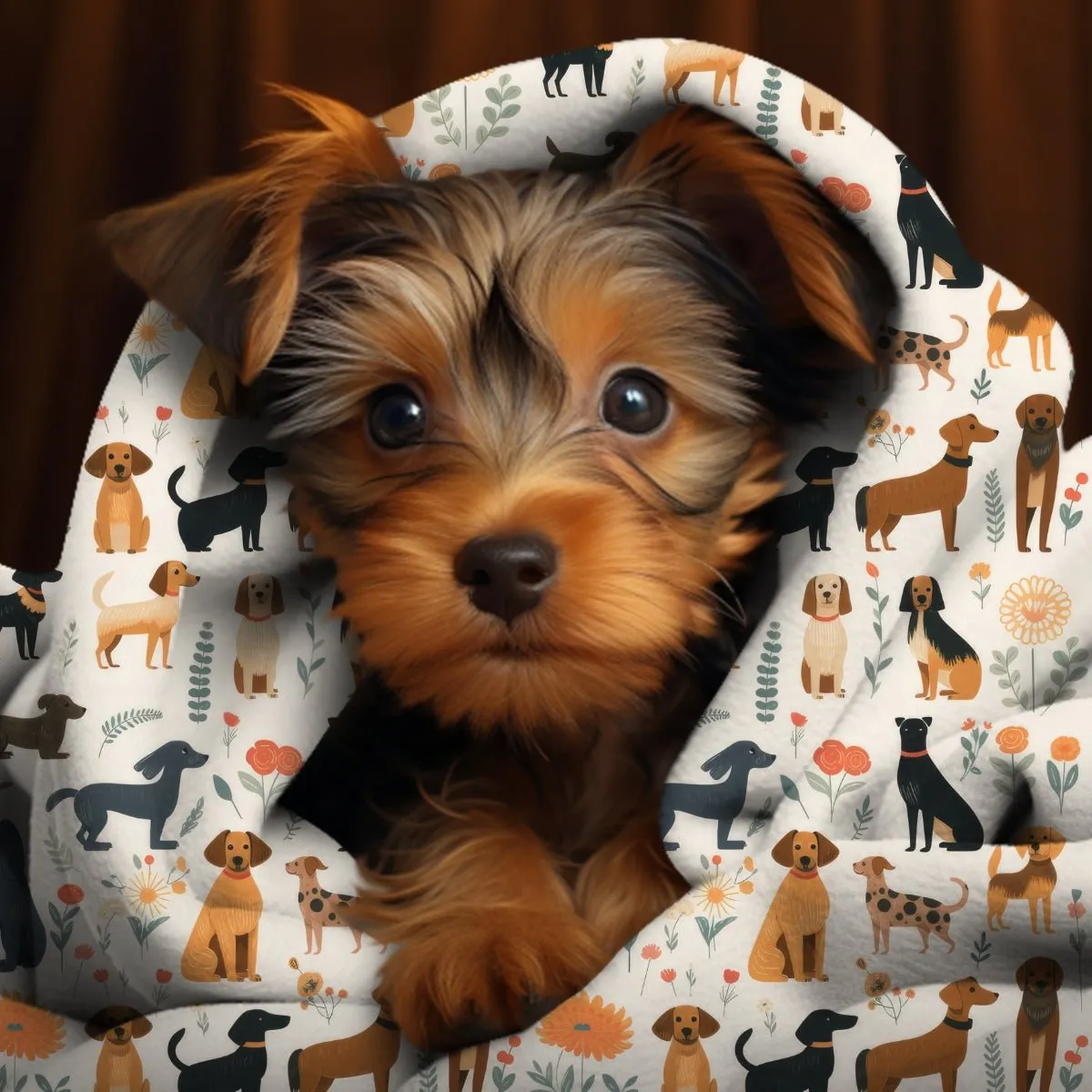 Cream Dogs Throw Blanket