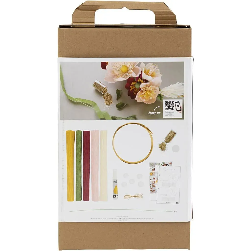 Crepe Paper Flower Wreath | Mini Craft Kit All Materials & Instructions