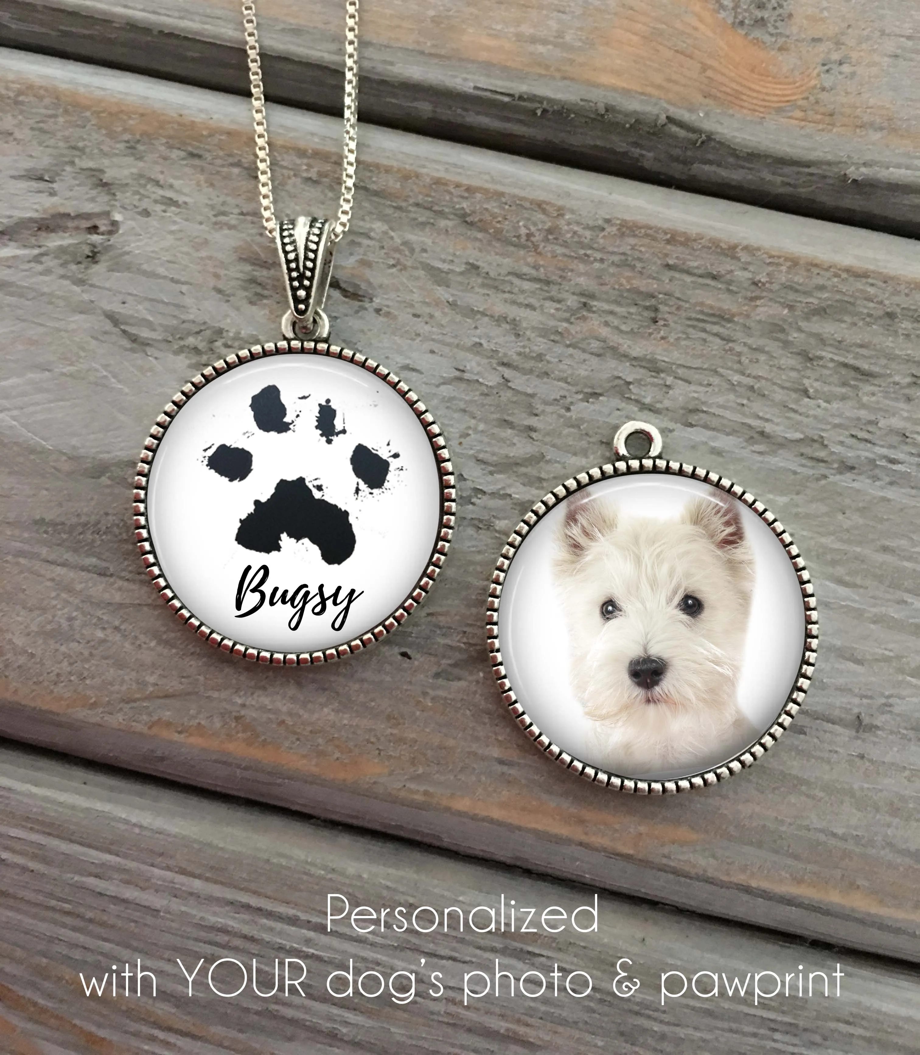 Custom paw print necklace, memorial pet necklace