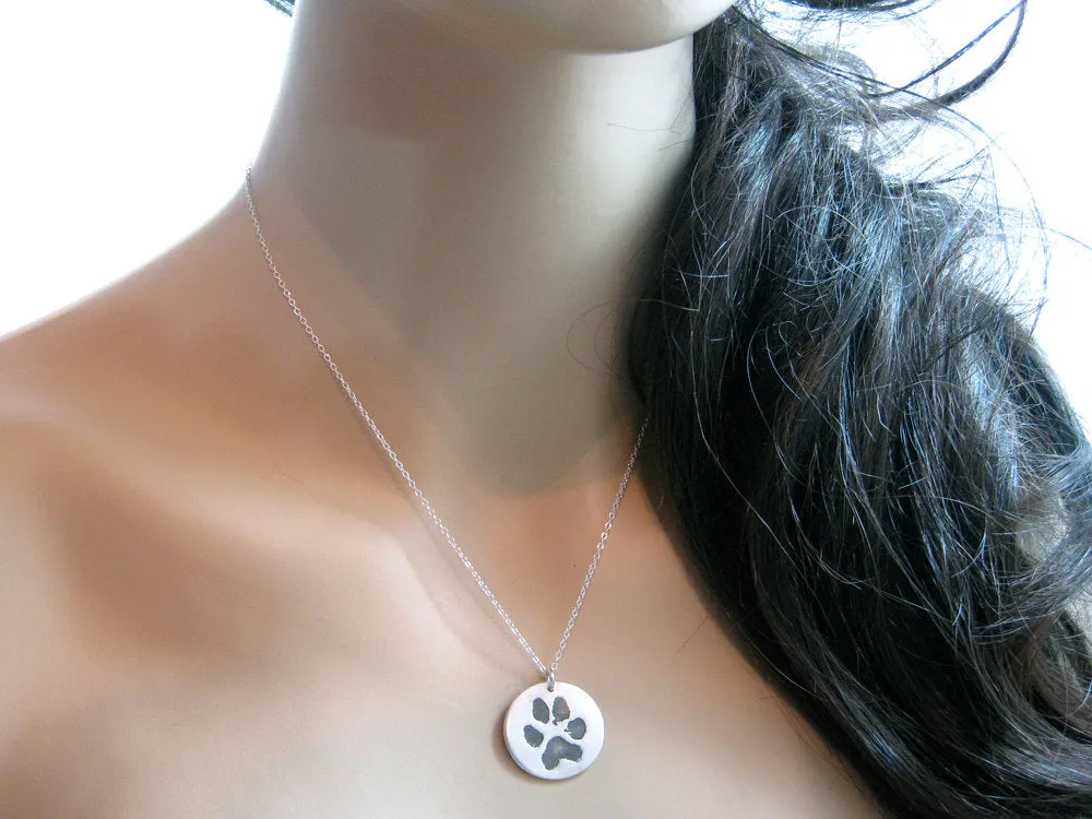 Custom Paw Print Recycled Silver Necklace
