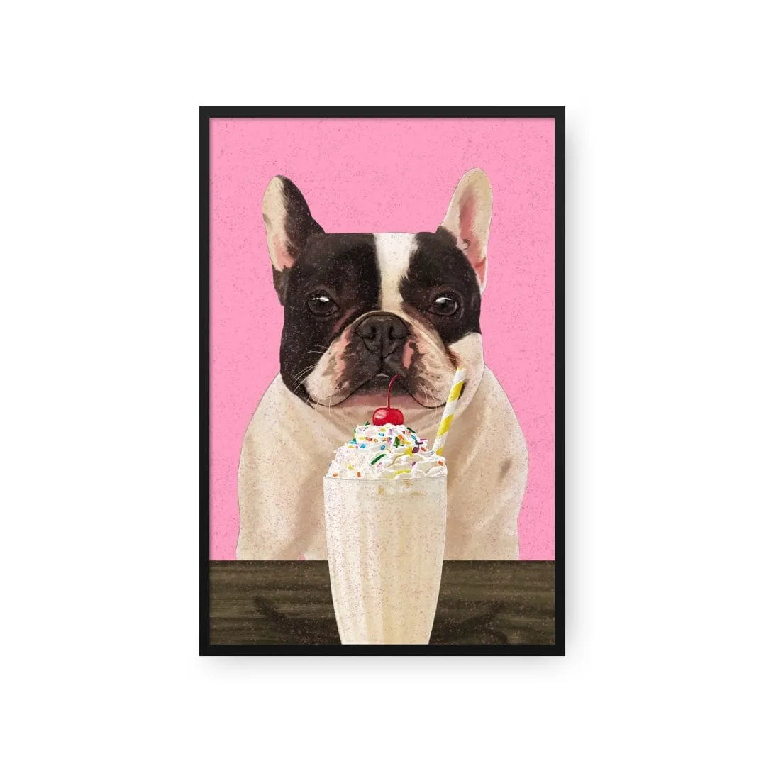 Custom Pet with Vanilla Shake Portrait - Framed Poster
