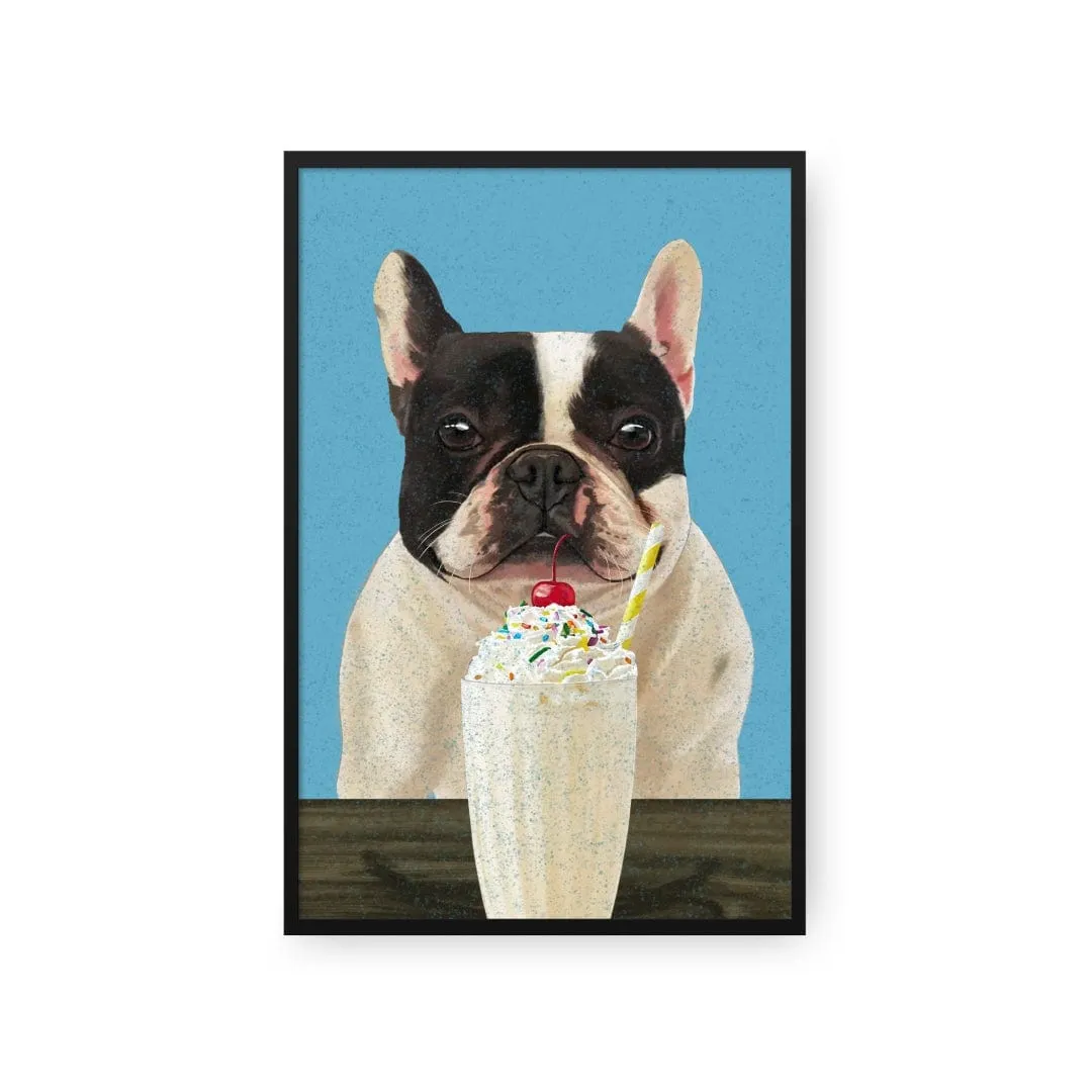 Custom Pet with Vanilla Shake Portrait - Framed Poster