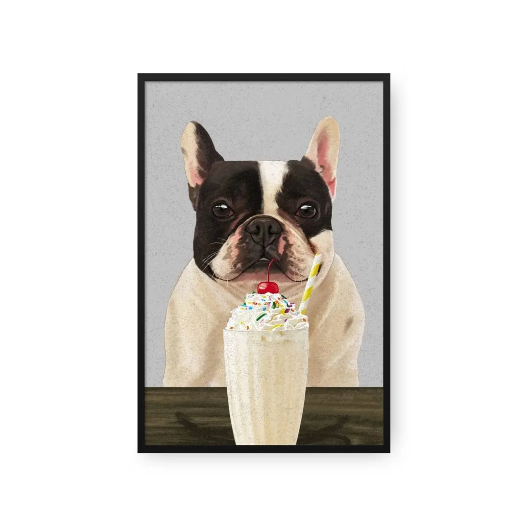 Custom Pet with Vanilla Shake Portrait - Framed Poster