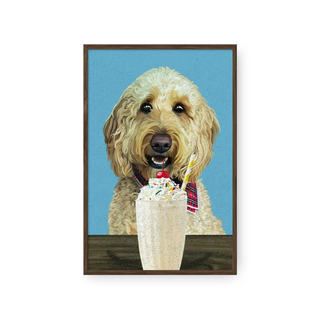 Custom Pet with Vanilla Shake Portrait - Framed Poster