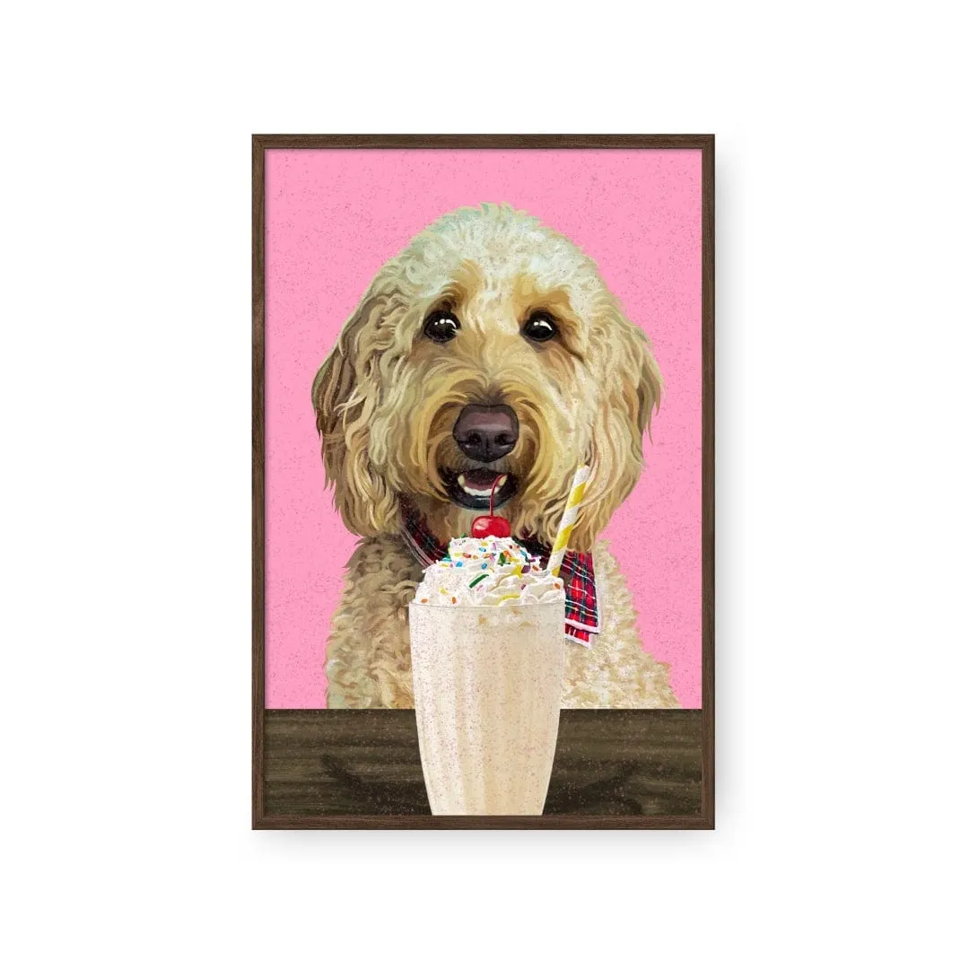 Custom Pet with Vanilla Shake Portrait - Framed Poster