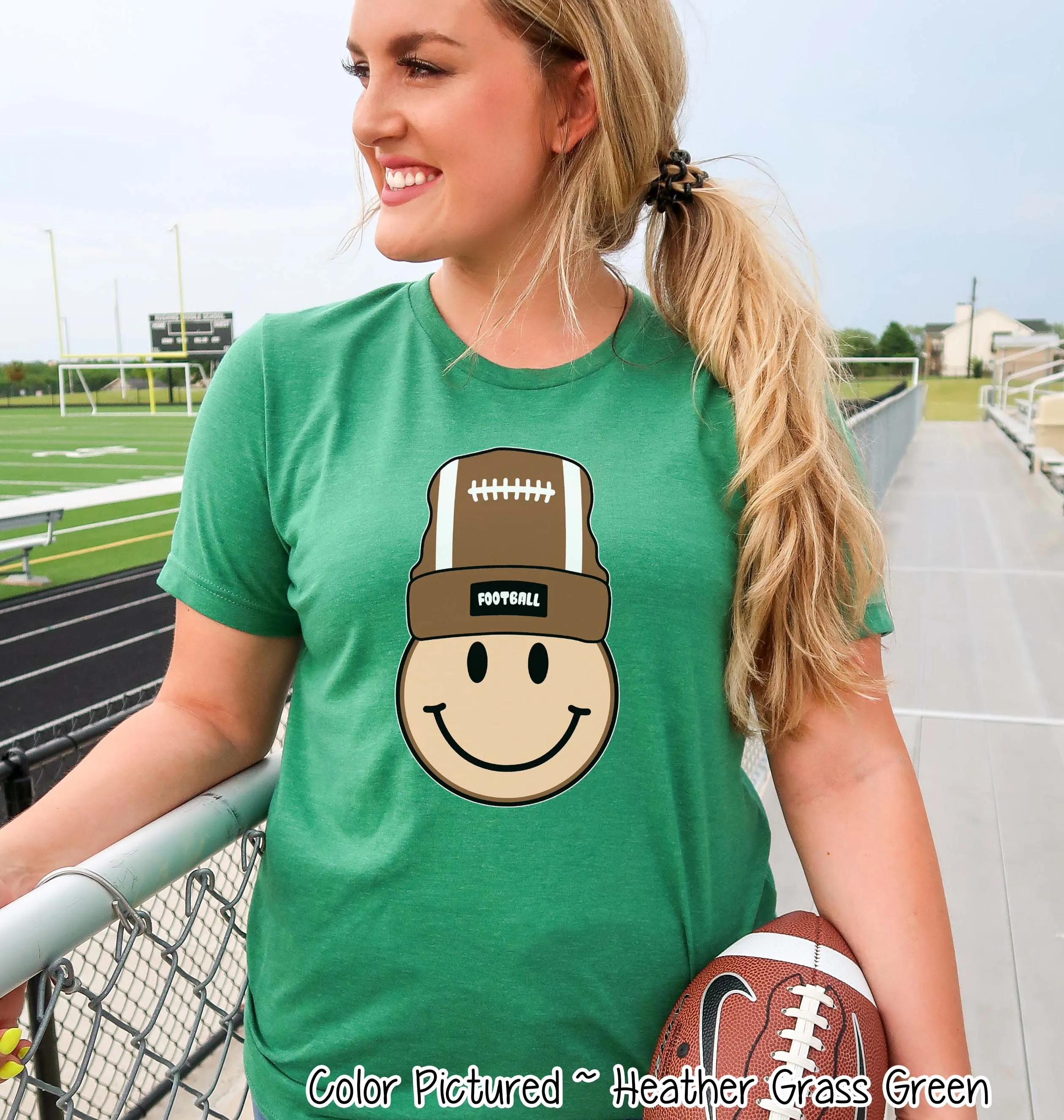 Cute Beanie Retro Football Game Day Tee