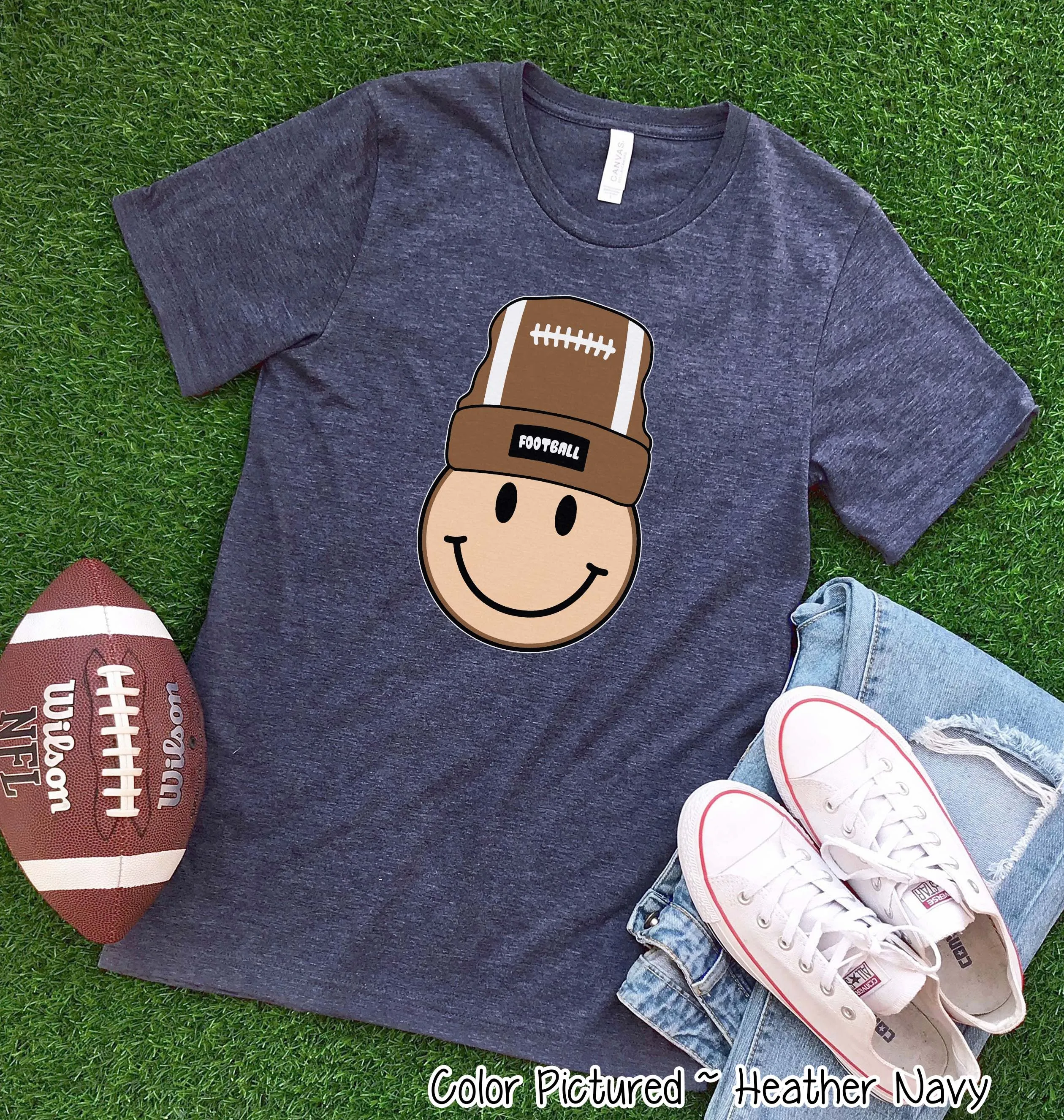 Cute Beanie Retro Football Game Day Tee
