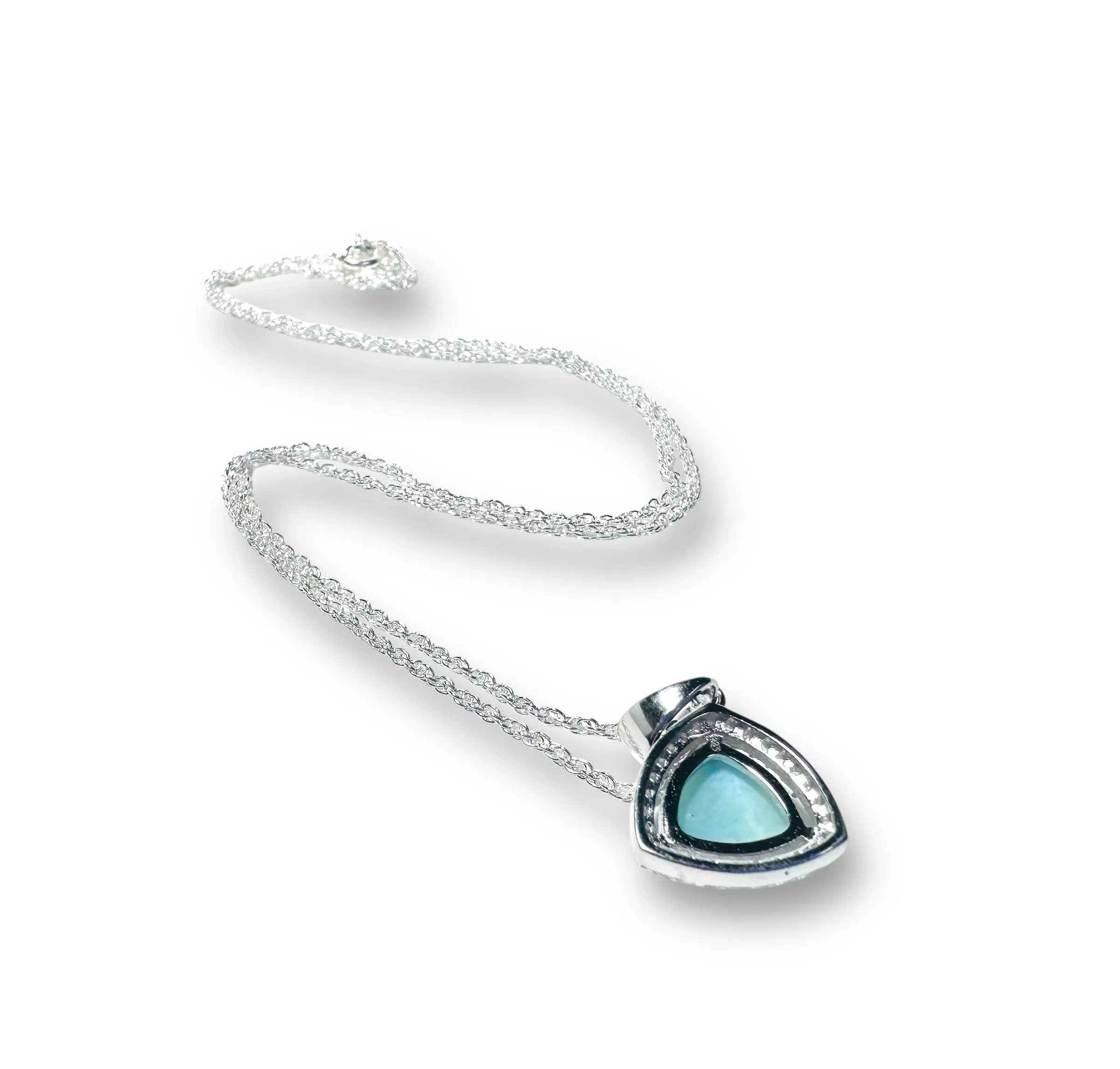 CZ Halo Larimar Necklace