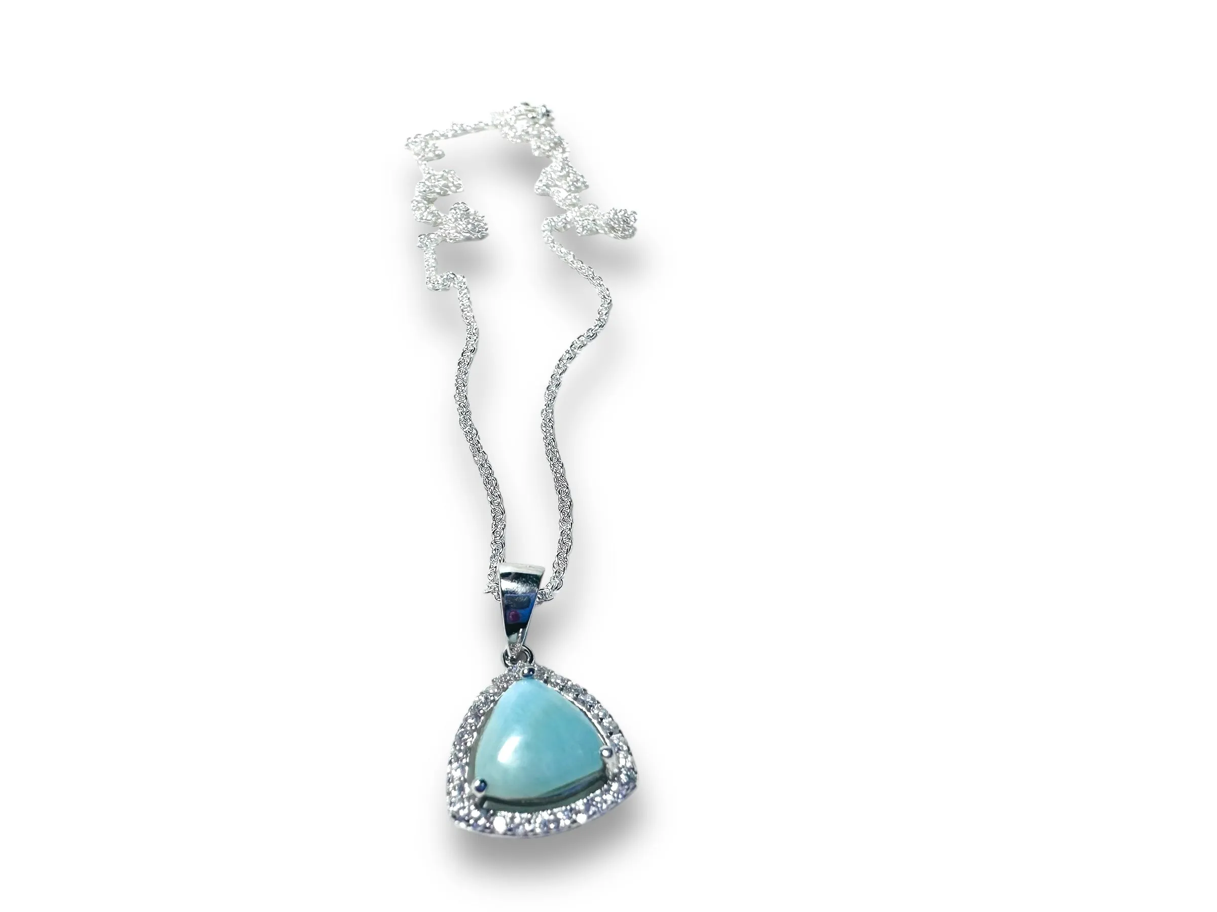 CZ Halo Larimar Necklace