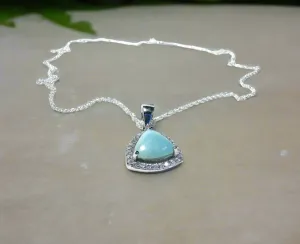 CZ Halo Larimar Necklace