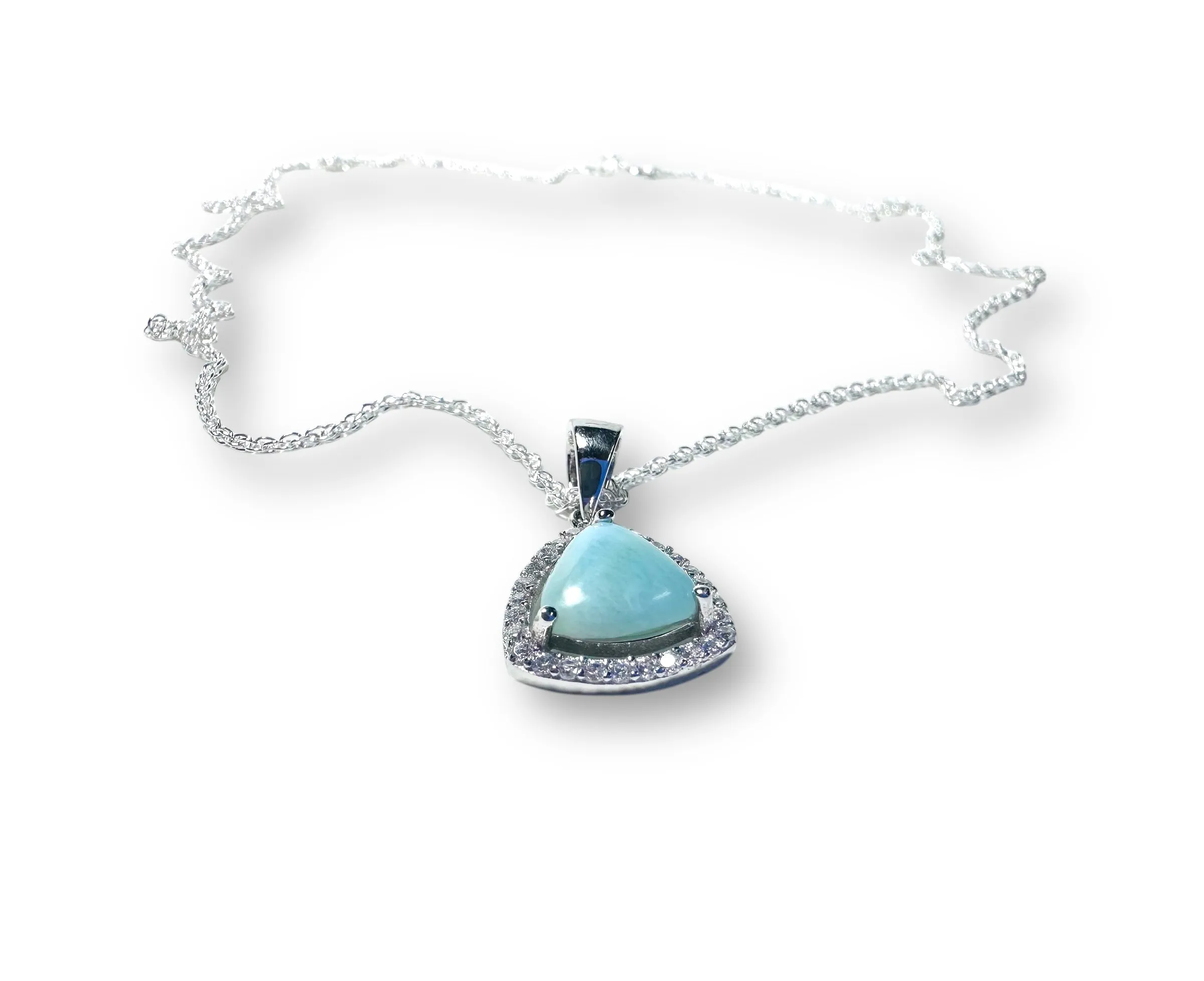 CZ Halo Larimar Necklace