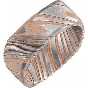 Damascus Steel 8 mm Patterned Square Band Size 8
