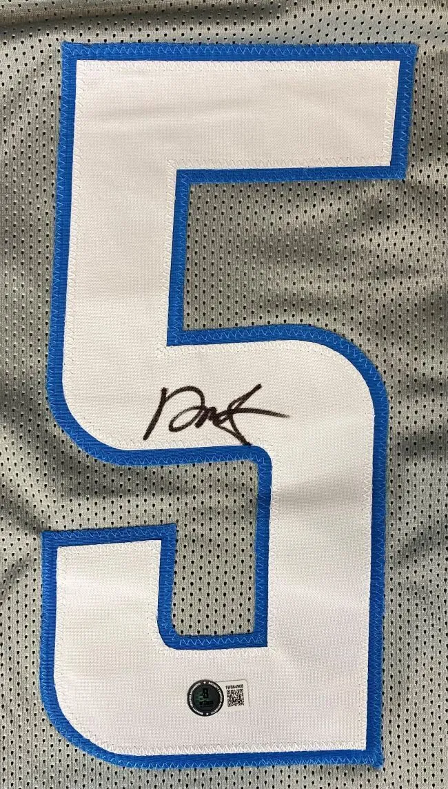 David Montgomery Detroit Signed Gray Football Jersey BAS