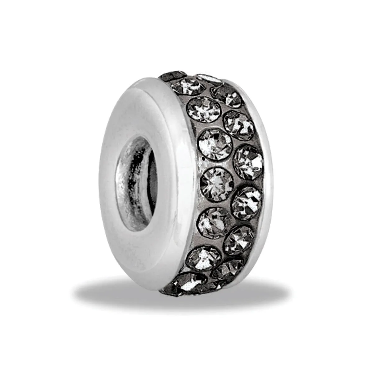 DaVinci Beads Black 2 Row Crystal Stopper Bead DB107-6-BLACK Interchangeable Jewelry Supplies Beading Gift