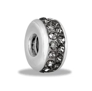 DaVinci Beads Black 2 Row Crystal Stopper Bead DB107-6-BLACK Interchangeable Jewelry Supplies Beading Gift