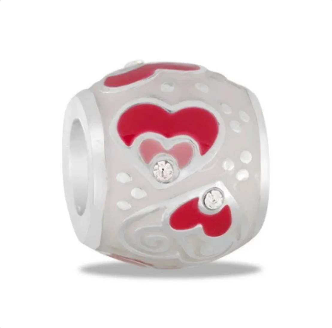DaVinci Beads Double Heart CZ Bead DB13-17 Interchangeable Jewelry Supplies Beading Gift