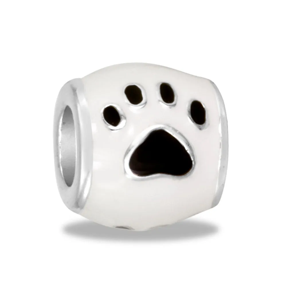 DaVinci Beads white & Black Paws Bead DB22-4 Interchangeable Jewelry Supplies Beading Gift