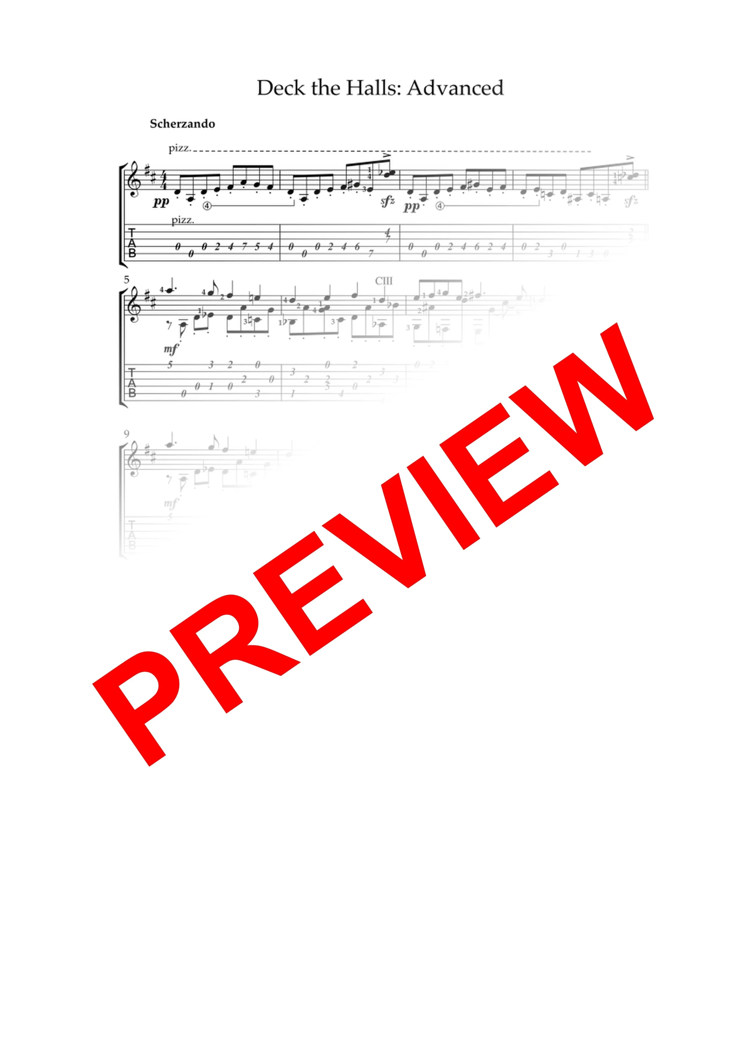 Deck The Halls: PDF Combined Versions for guitar - Sheet Music Download