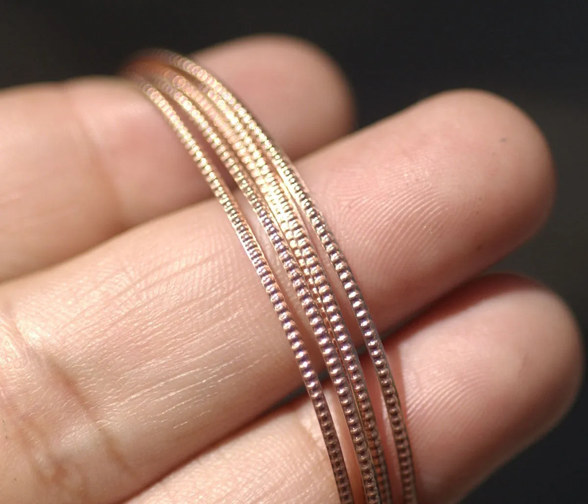 Delicate ring wire w/ dot pattern 1.25mm textured metal wire strip