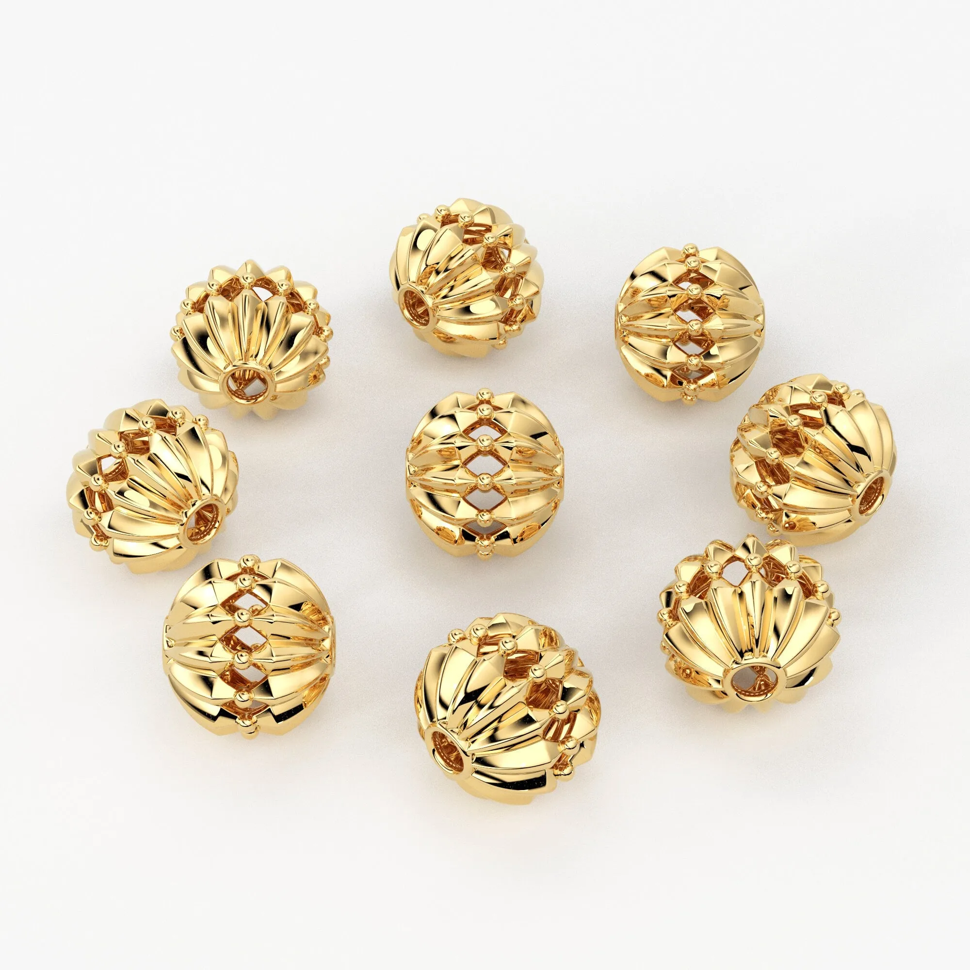 Designer Solid Gold 14k 18k Spacer Finding Bead, Gold Spacer, Gold Finding, Solid Gold Bead 5,7,9mm