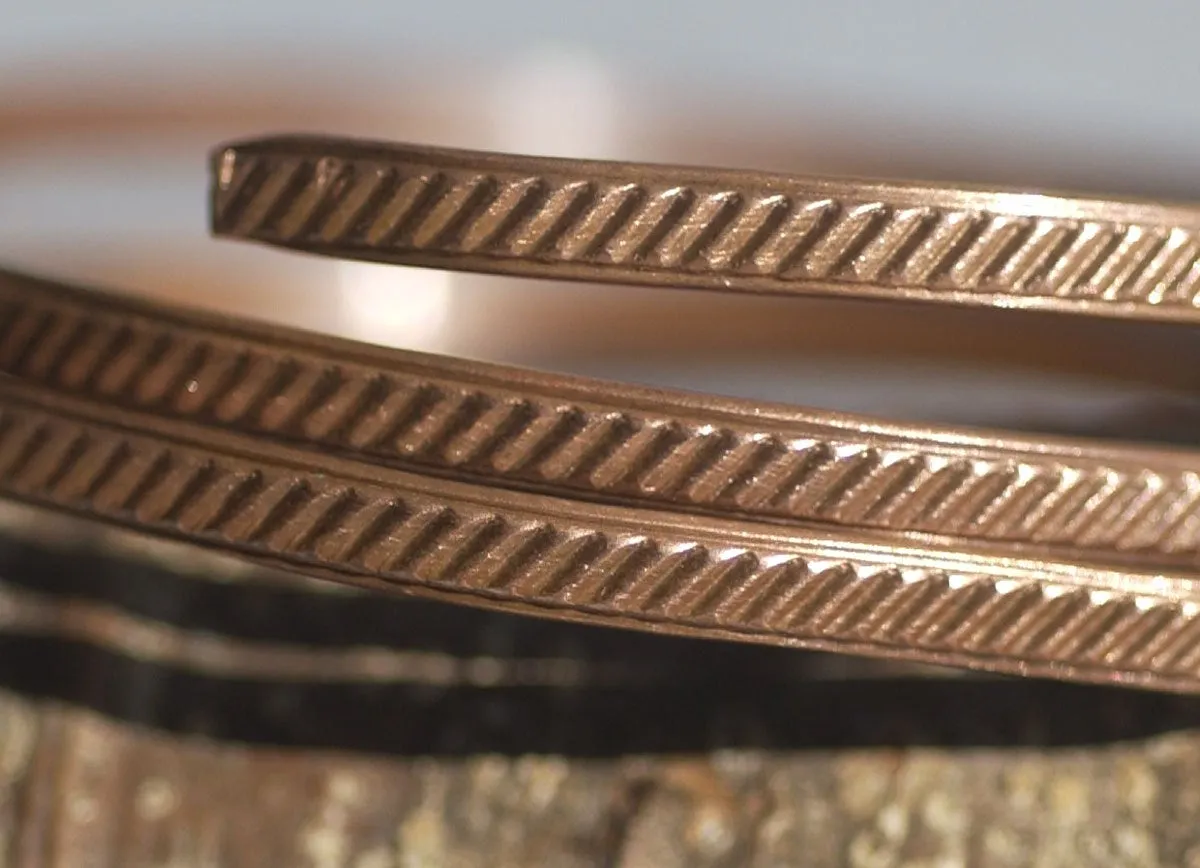 Diagonal stripes bangle bracelet wire 3.4mm patterned wire for making rings