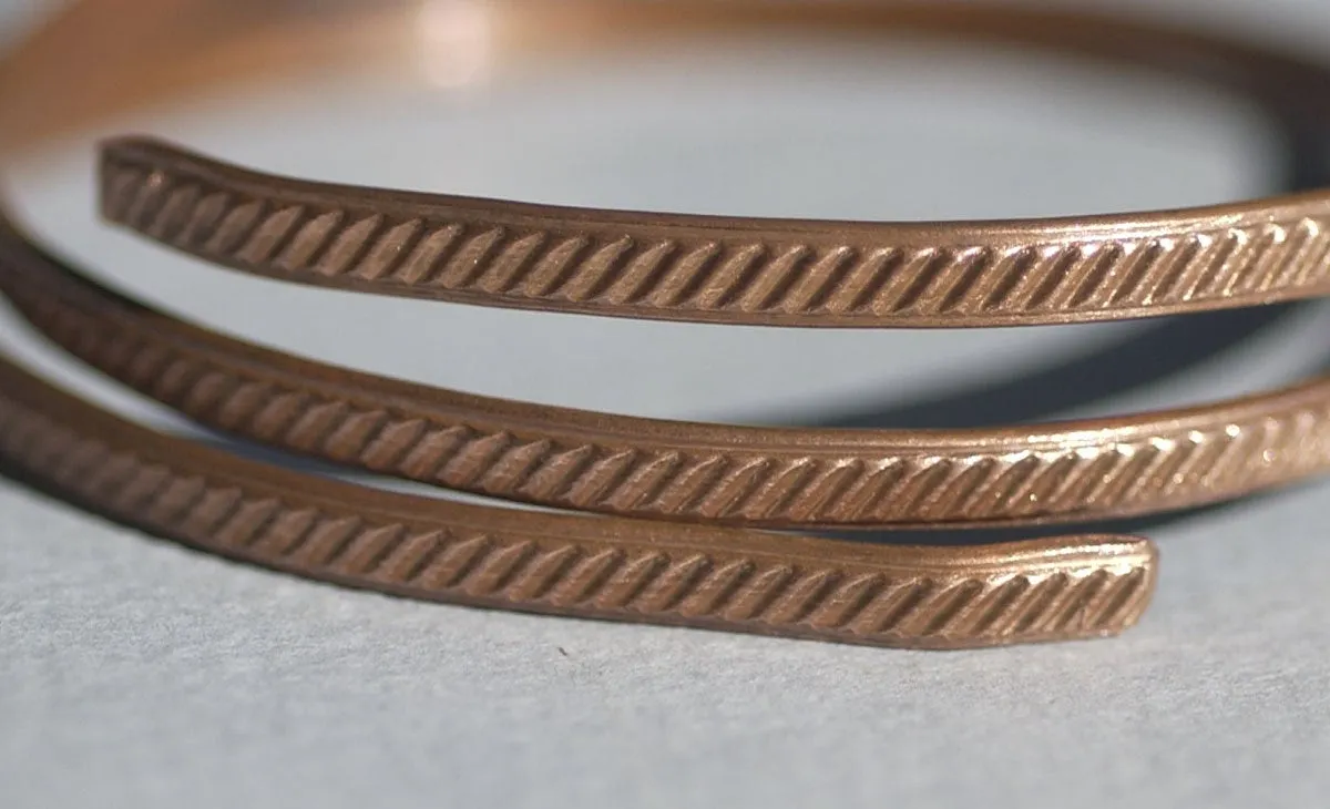 Diagonal stripes bangle bracelet wire 3.4mm patterned wire for making rings