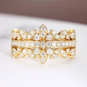 Diamond Crown Style Symmetrical Layers Ring