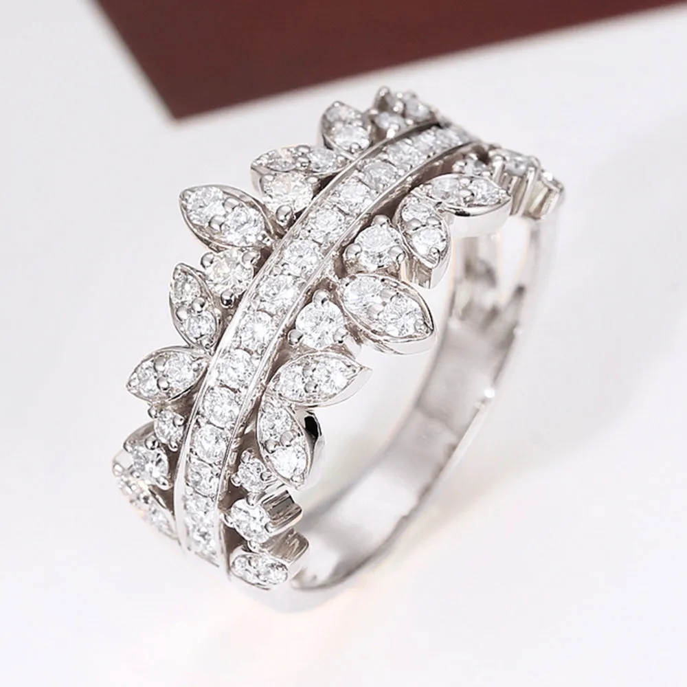 Diamond Crown Style Symmetrical Layers Ring