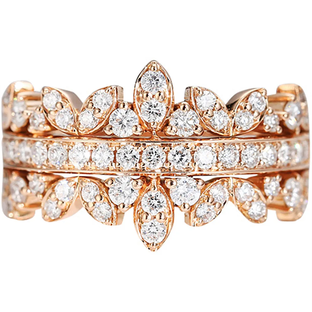 Diamond Crown Style Symmetrical Layers Ring