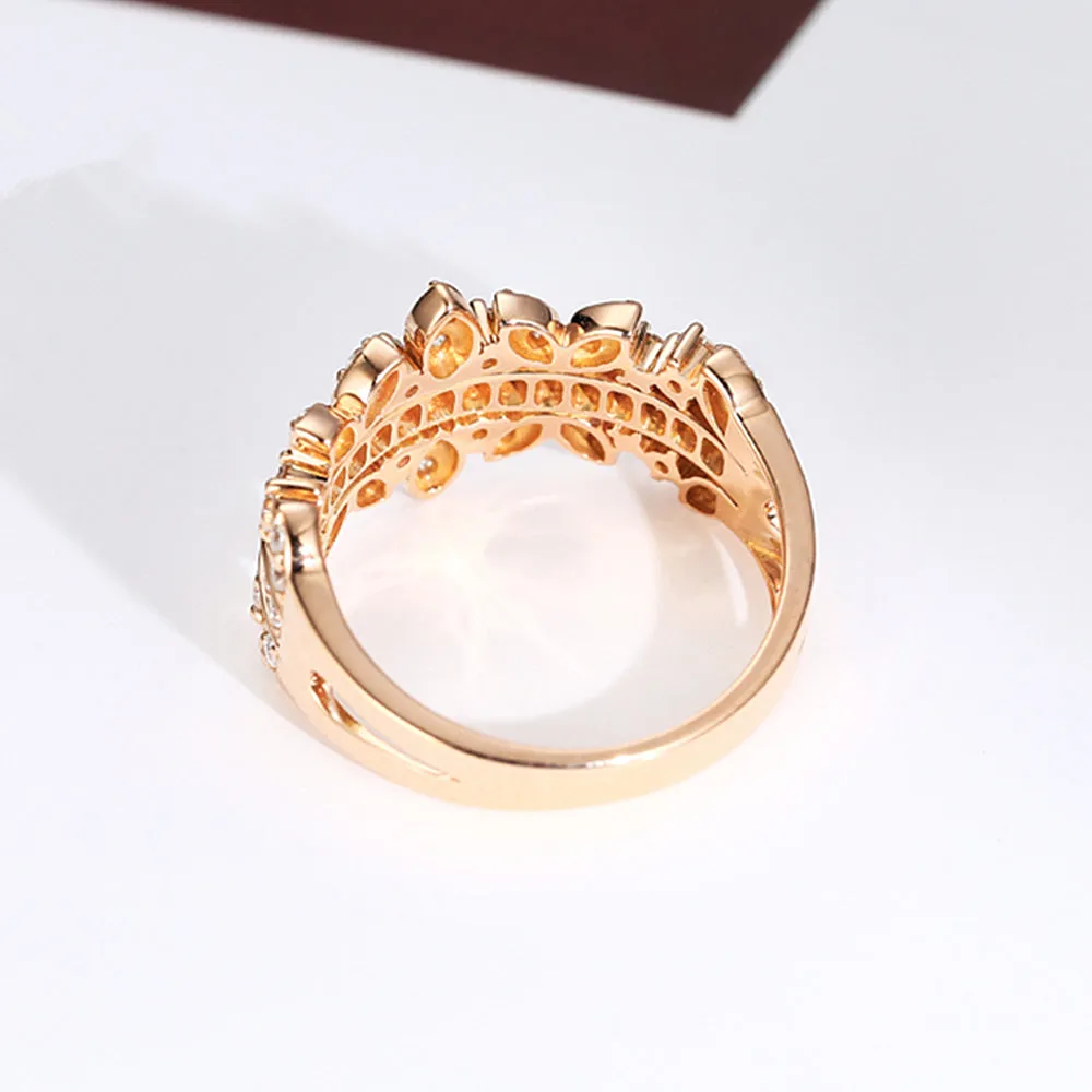 Diamond Crown Style Symmetrical Layers Ring
