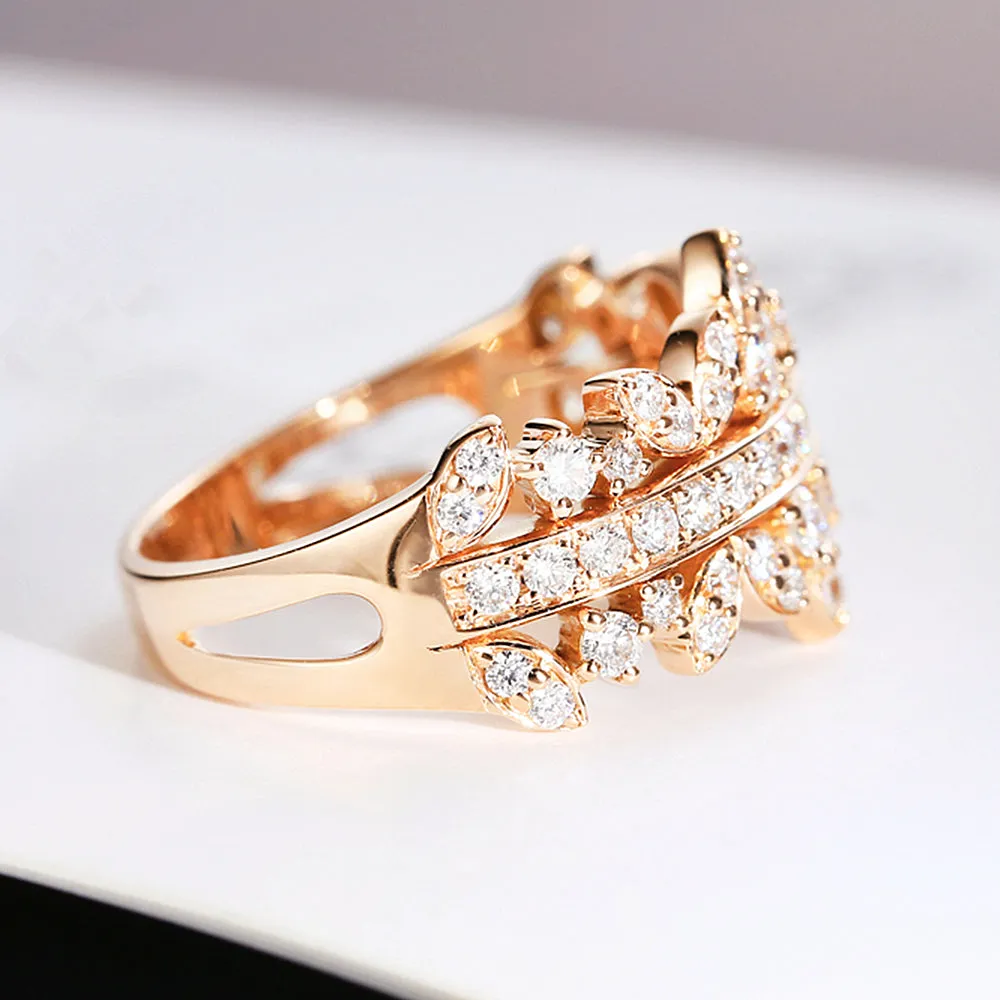 Diamond Crown Style Symmetrical Layers Ring