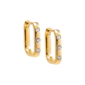 Diamond Scattered Paperclip Huggie Earring 14K