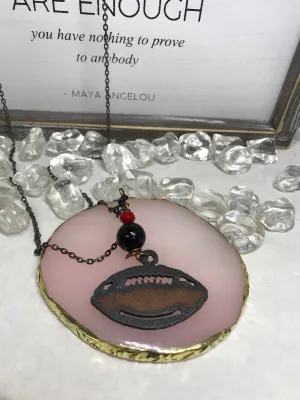 Distressed Metal Football Necklace