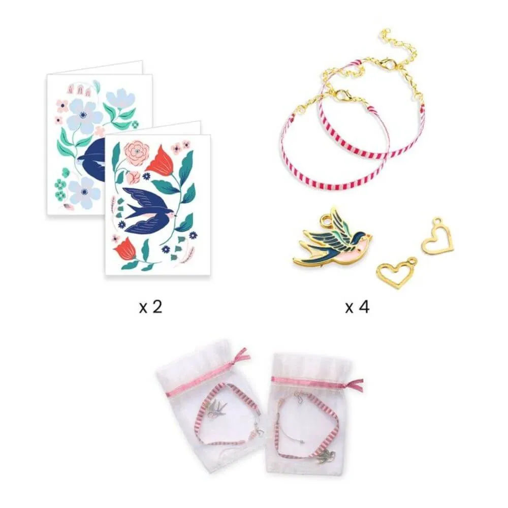 Djeco You & Me Birds Beads & Ribbon Bracelet Making Kit